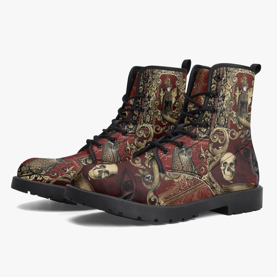 Steampunk Ephemera Blood Red Gothic Horror Combat Boots