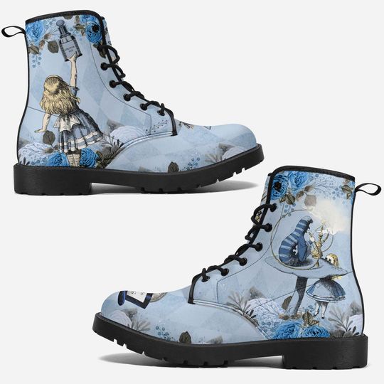 Blue Alice in Wonderland Leather Boots
