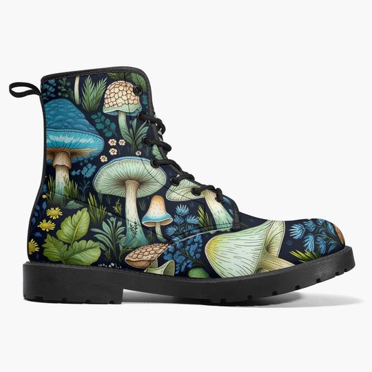Mushroomcore Toadstool Combat Boots - Purple Mushroom Boots
