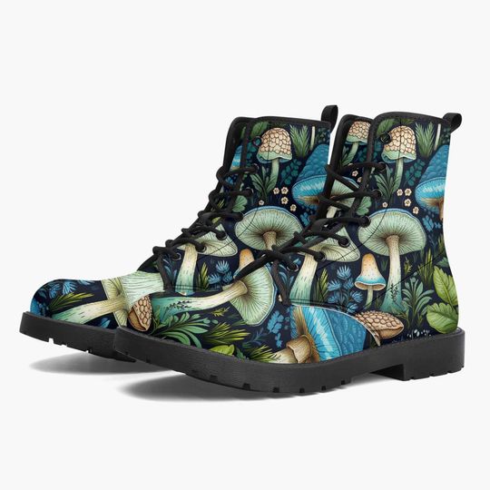 Mushroomcore Toadstool Combat Boots - Purple Mushroom Boots