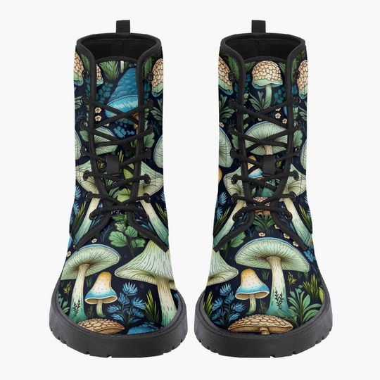 Mushroomcore Toadstool Combat Boots - Purple Mushroom Boots