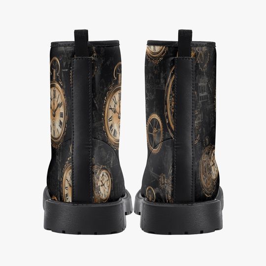 Steampunk Clockwork Boots - Custom Printed Gears & Cogs Design