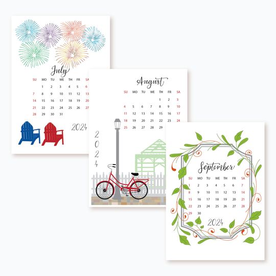 2024 Desk Calendar | Seasonal Academic Year Calendar | Gift for Dad