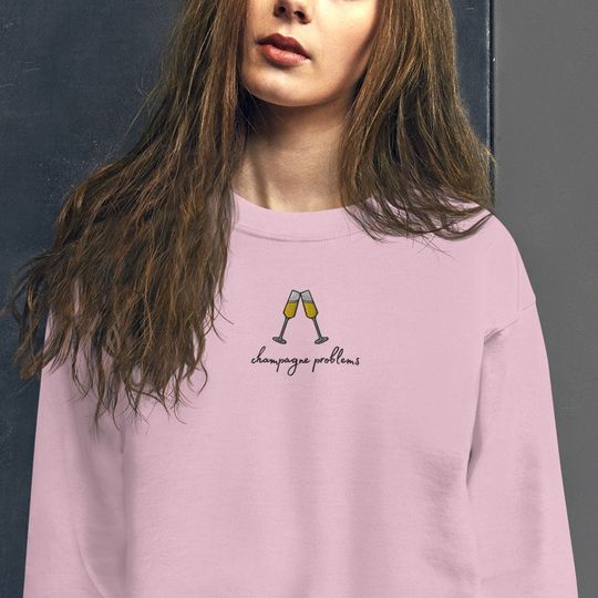 Embroidered Champagne Problems Taylorr Swifts Evermore Unisex Sweatshirt