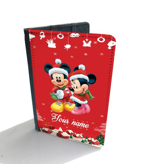 Personalized Disney Mickey Mouse and Minnie Merry Christmas Passport Cover