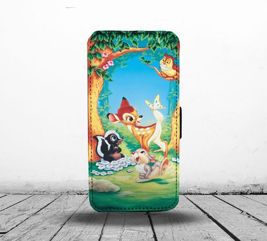 Wallet Phone Cover with Card Inserts,   Custom Phone Case, Disney Bambi
