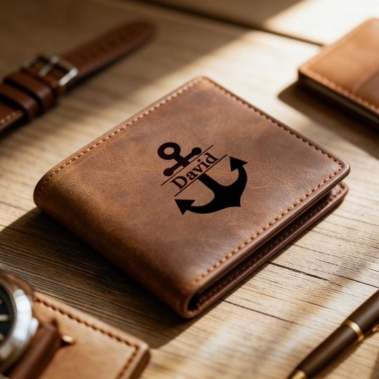 Personalized Genuine Leather RFID Bifold Wallet for Men