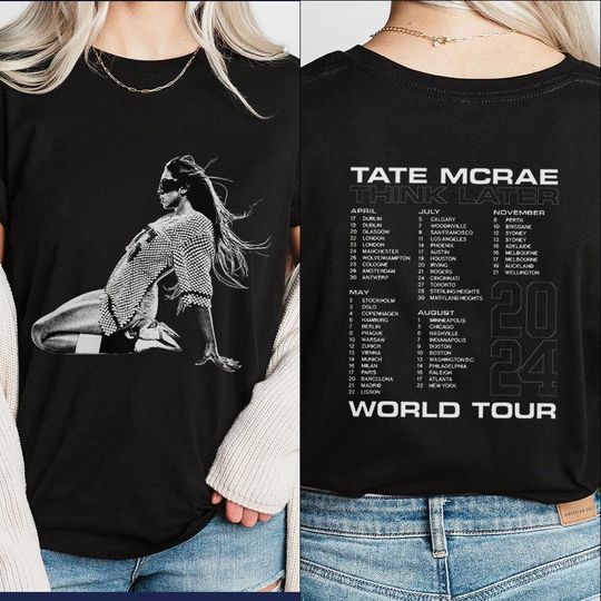 Tate McRae THINK LATER World Tour Tee - Black & White