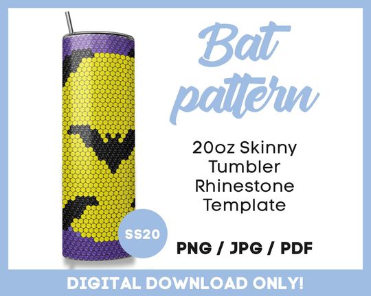 Bat Rhinestone for 20oz Tumbler Template, SS20, halloween pattern