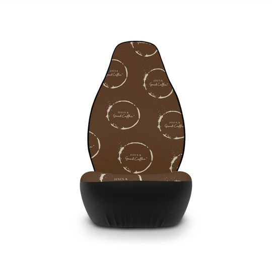 Jesus and Good Coffee Car Seat Covers, set of 2, brown, tan
