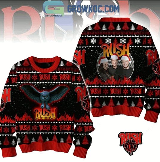 Rush Merry 2025 Christmas Happy Holidays Ugly Sweater