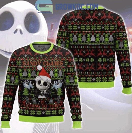The Nightmare Before Christmas Sandy Claws Is Coming To Town Ugly Sweater