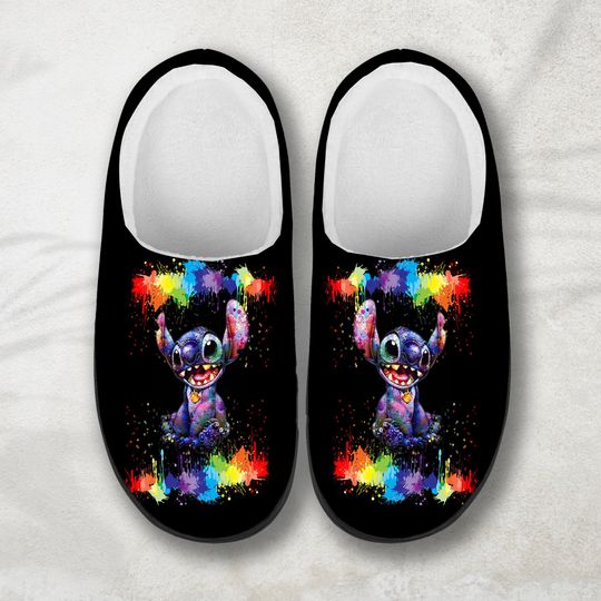 Stitch Unisex Winter Slippers,Stitch dripping ink Winter Shoes, Custom Slipper, Soft Indoor Shoes for Ultimate Comfort