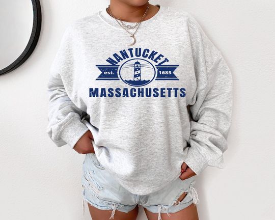 Nantucket Vintage Style Unisex Sweatshirt, Nantucket Lighthouse Crewneck