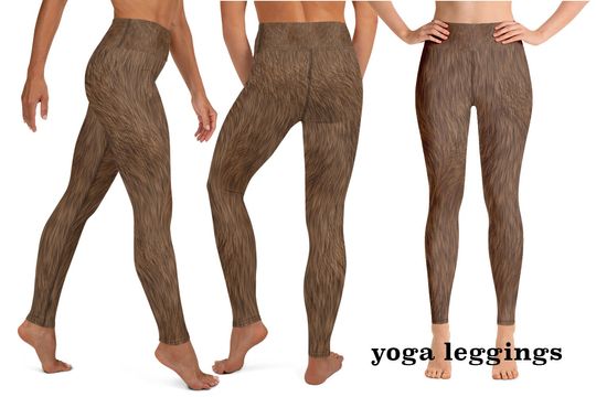 Furry Print Costume Brown Bear Dog Monkey Animal Spandex Leggings