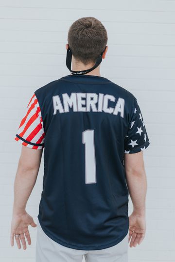 Blue America #1 Baseball Jersey