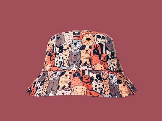 Doodle Dog Bucket Hat - Bucket Hat with Sublimated Dog Design