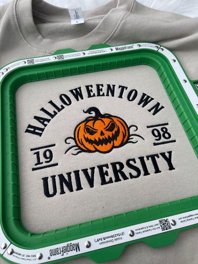Halloween Town Embroidery Fall Sweatshirt, Spooky Season Crewneck