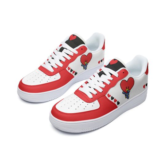 BT21 Tata Unisex Low Top Leather Sneakers - Red