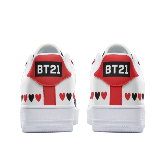BT21 Tata Unisex Low Top Leather Sneakers - Red