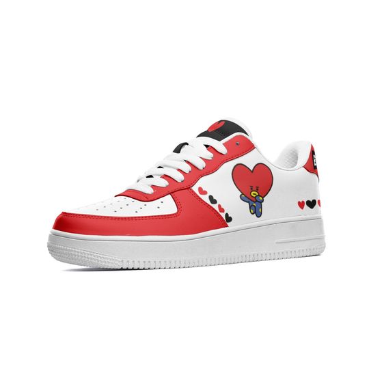 BT21 Tata Unisex Low Top Leather Sneakers - Red