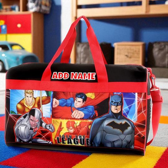 Personalized Duffel Bag for Kids - Travel, Sleepover Overnight Bag Featuring Justice League