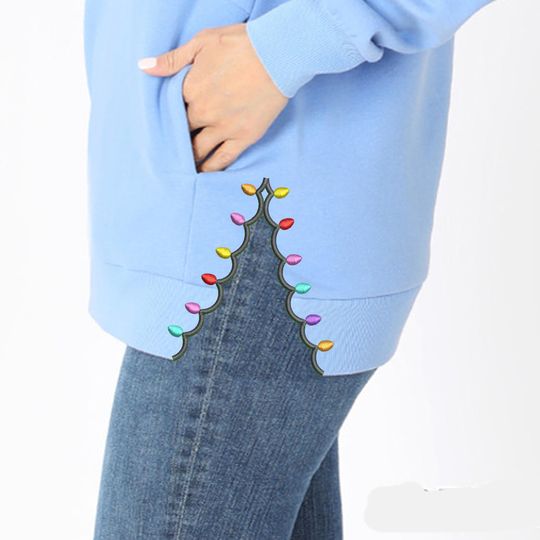 Christmas lights split Embroidery, Christmas Lights embroidery, Bow Embroidery, Coquette Christmas