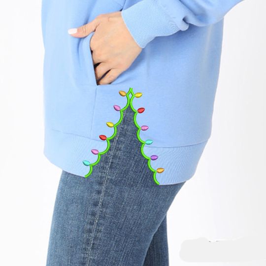 Christmas lights split Embroidery, Christmas Lights embroidery, Bow Embroidery, Coquette Christmas