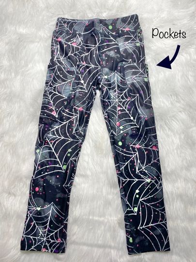 Halloween Spiderweb Leggings, pockets, buttery soft, spider