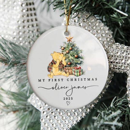 Personalized Winnie the Pooh First Christmas Ceramic Ornament