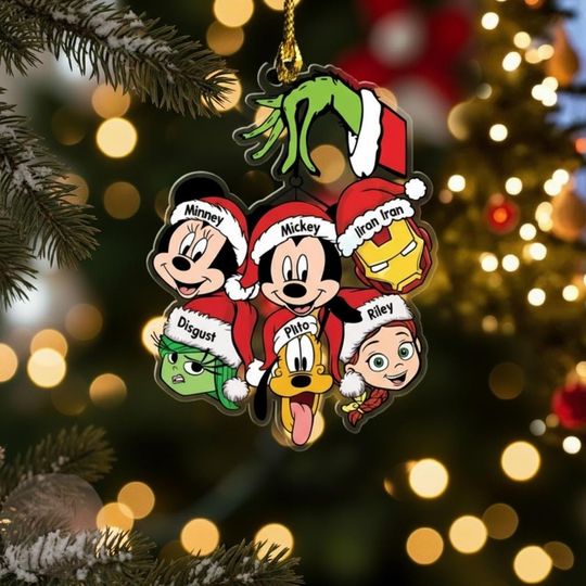 Custom Name Disney Mickey And Friends Ornament, Christmas Tree Hanging Ornament