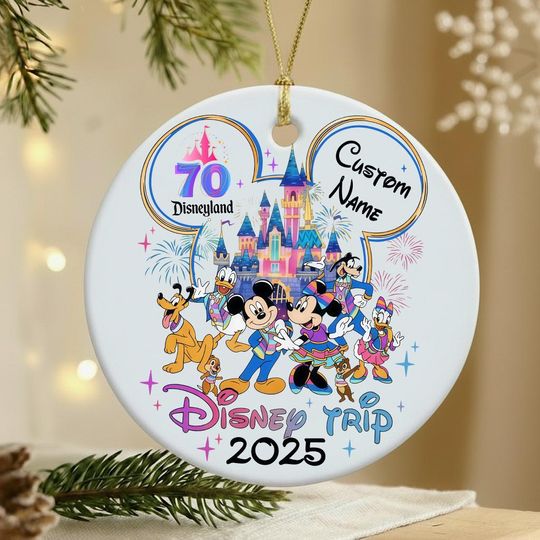 Personalized Retro Disneyland 70th anniversary 1955-2025 Ceramic Ornament