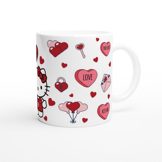 Valentine's Day Hello Kitty Red Hearts Ceramic Coffee Mug