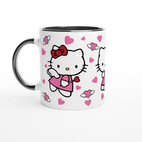 Cute Valentine's Day Hello Kitty Cupid with Hearts Coffee Mug
