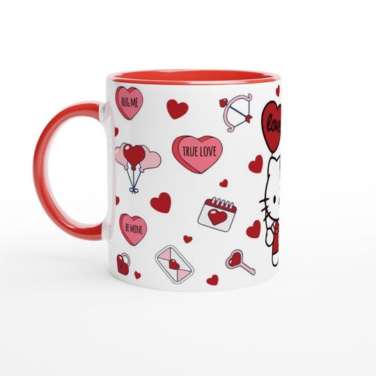 Valentine's Day Hello Kitty Red Hearts Ceramic Coffee Mug