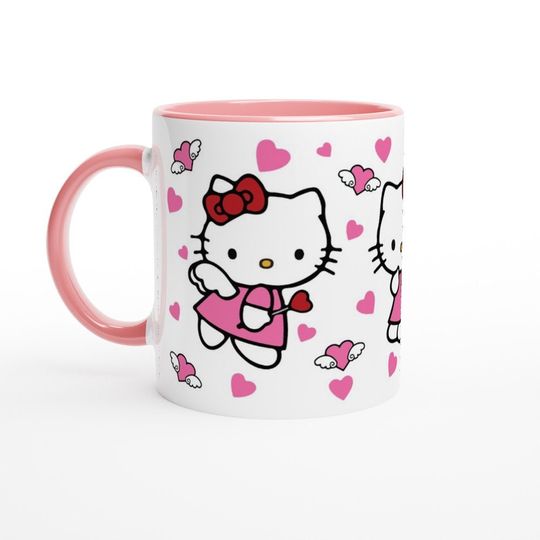 Cute Valentine's Day Hello Kitty Cupid with Hearts Coffee Mug