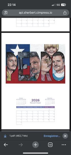 2026 Calendar Pedro Pascal