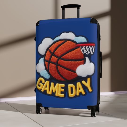 Game Day Basketball Chenille Patch Embroider Design - Suitcase