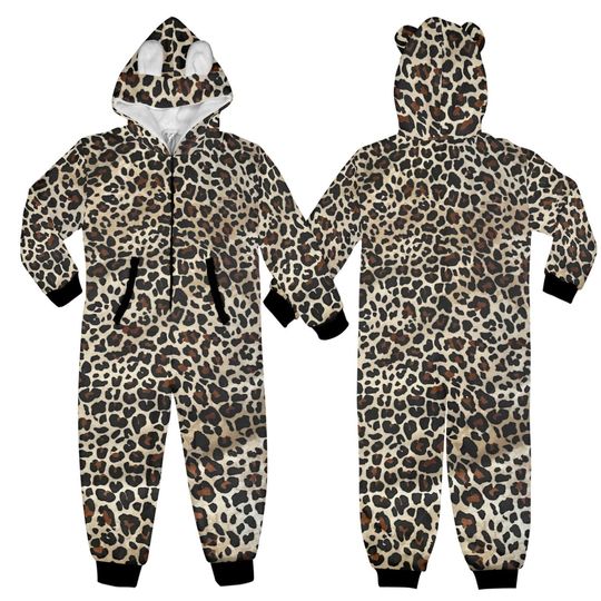 Leopard Pajama Suit Adult Unisex Home Jumpsuit