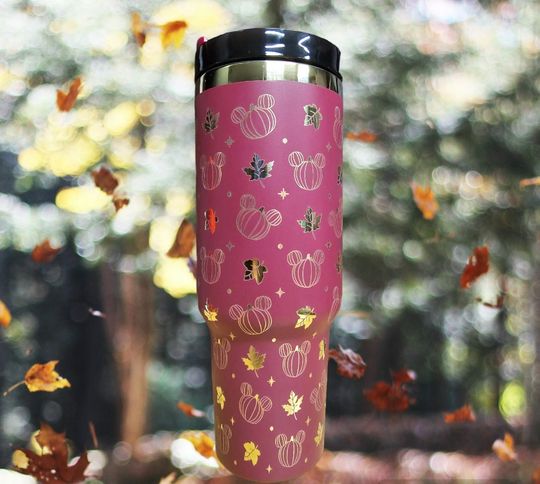 40oz  Laser Engraved Fall Mickey Pumpkin Tumbler