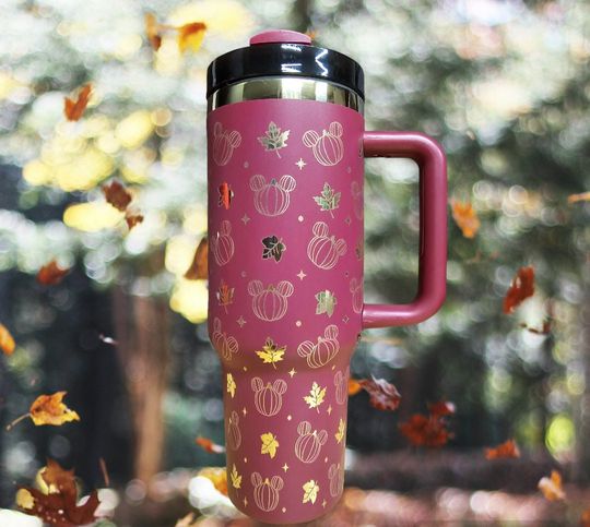 40oz  Laser Engraved Fall Mickey Pumpkin Tumbler