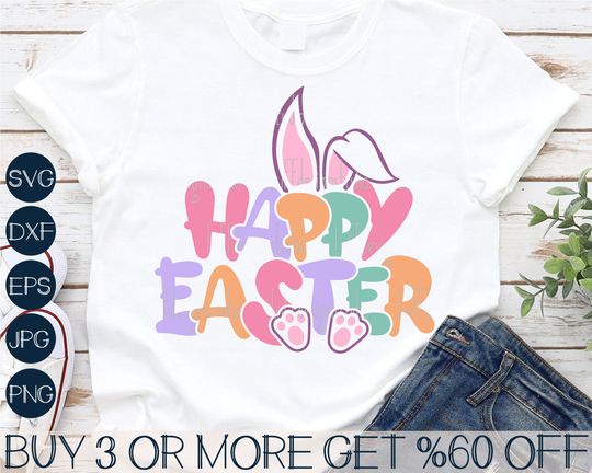 Happy Easter TShirt, Bunny Easter Shirt, Kid Easter Shirt