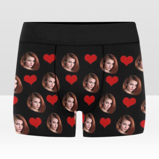 Personalized boxers briefs with picture, custom underwear, gift for him, gift for husband, boyfriend, Wedding gift, Valentine's day