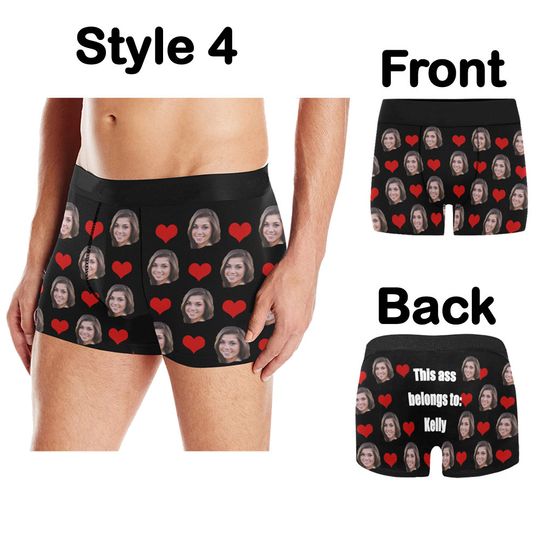Personalized boxer briefs custom face underwear, Men's underwear Photo Boxer Briefs, Valentine's day gift for him/husband, Wedding gift