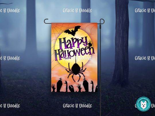 Spiderweb Halloween Garden Flag: 12x18 Sublimation Design