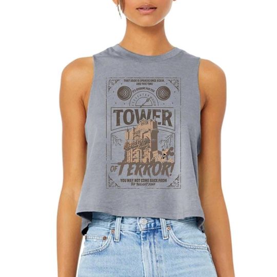 Tower Of Terror (Dark) - Crop Racerback Tank, Vintage Spooky, Rides Shirt, Hollywood Studios, Disneyland Rides shirt