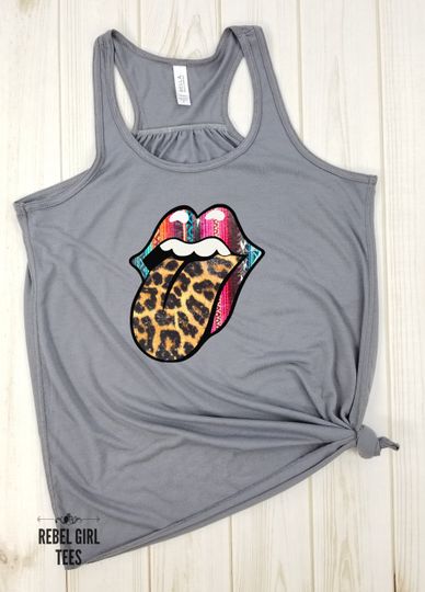 Classic Rock Leopard Lips - Rock Band, Rock and Roll Lover, Classic Rock tank top
