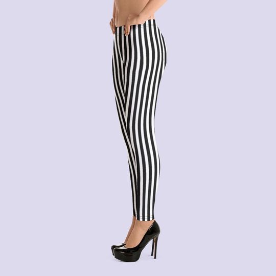 Black & White striped leggings|Beetlejuice|Witch leggings|Halloween