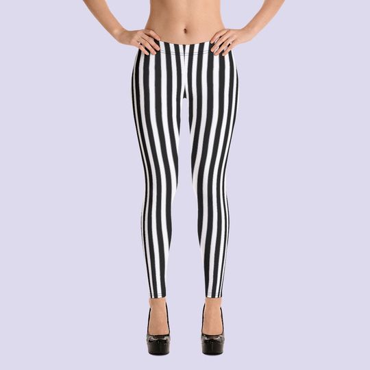 Black & White striped leggings|Beetlejuice|Witch leggings|Halloween