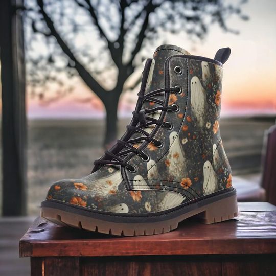 Cottage Goth Ghost Garden Vegan Boots –Leather Boots